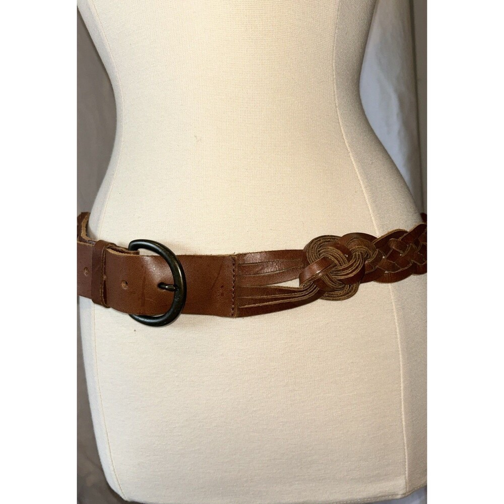 Abercrombie & Fitch Genuine Leather Brown Braided Belt Women's Size Large Boho